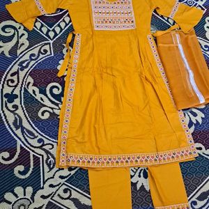 Nyra Cut Kurta Set IN Pretty Mustard Color