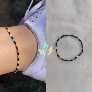 Handmade Multicolor Beaded Anklet – Minimalist✨