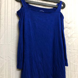 Blue Cold Shoulder Top