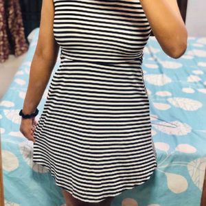 Black White Stripped Mini Dress