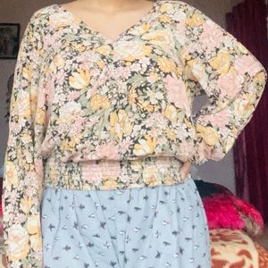 Floral Mustard Top