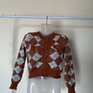 Crop Argyle Sweater