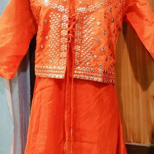 Mirror Work Orange Kurta🌸💕