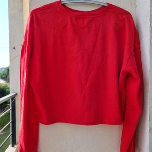 NUON(Westside) Red Cropped Sweatshirt