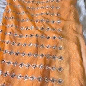 Peach Colour Sequence Saree