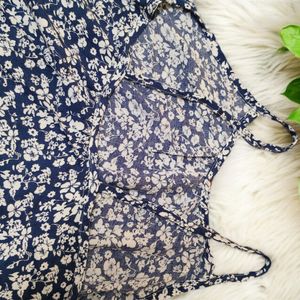 Blue & White Floral Cami Crop Top