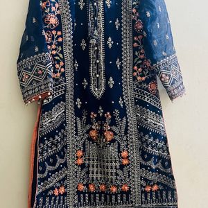 Pakistani Stitched Party suit Navy blue