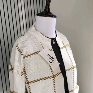 Vintage Checkered Open Front Cardigan