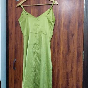 Lemon Green Solid Western Dress For Women