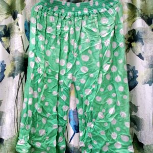 Green Polka Dot Three Fourth Palazzo