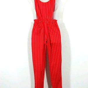 Red Stripes Printed Jumpsuit (Women)