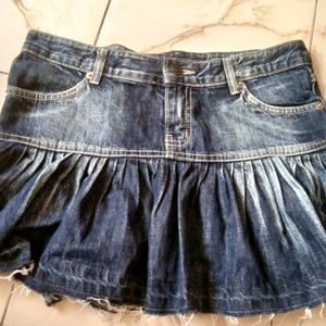 Cute Pleated Denim Skirt