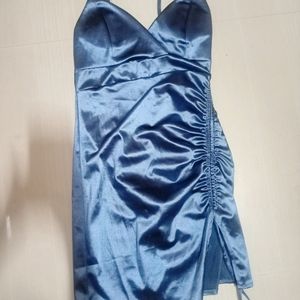 Navy Blue Bodycon Dress (Glossy Finish)