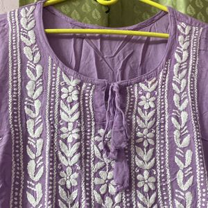 Lavendar Chikankari Kurta- Premium