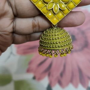 Beautiful Yellow Triangle Jhumkas