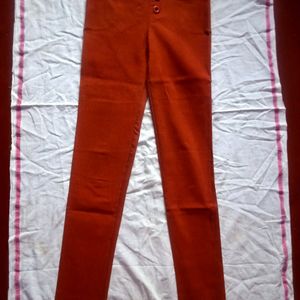 Skinny Women Orange High Waist Strech Pant