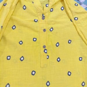 Yellow Bandhani Designed Formal kurti