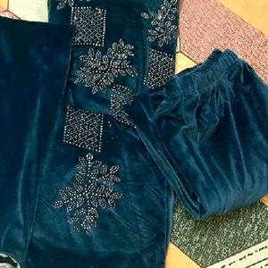 Blue 100% Velvet Suit Set Bought From Dubai