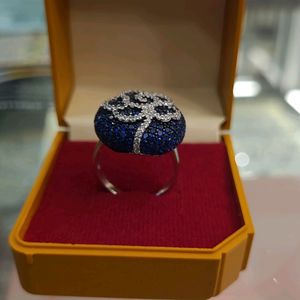 Royal Blue Pure Silver Ring Ladies