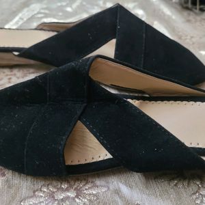 Fancy Black Flat Slipper Sandal  For Woman