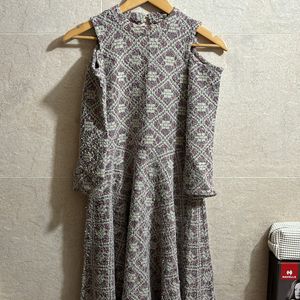 Grey Pink Woollen Dress