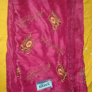 Brand New Party Wear Pink Chiffon Saree