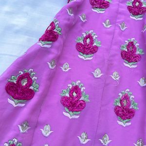 Lilac Velvet Floral Anarkali