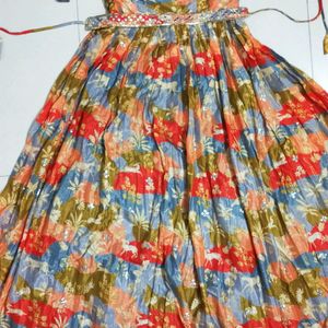 Handwork Heavy Floral Gown With Belt