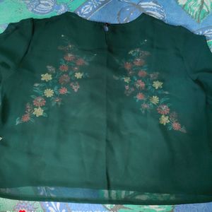 Embroidered Women Dark Green Top