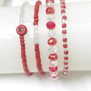 Red Beads Bracelet Set