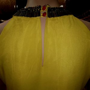 Neon Yellow Long Slit Dress