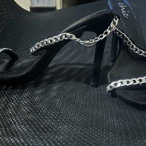 Black Chain Detail Heels