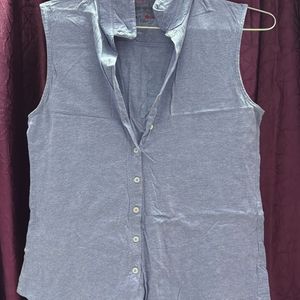 Blue Sleeveless Shirt