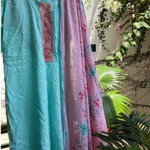 Kurta Paint Dupatta Set Cotton