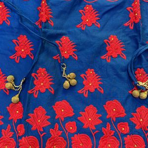 Heavy Work Blue Kurtha Set