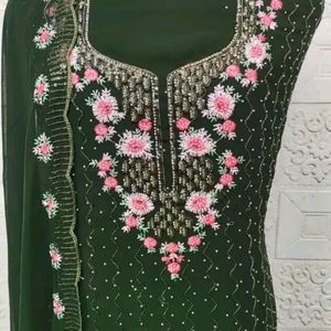 Wedding Wear Black Embroidered Dress Material