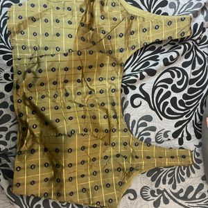 Mustard Silk Cotton Sleeveless Blouse