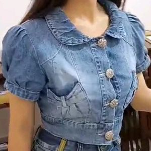 Denim Coquette Crop Top