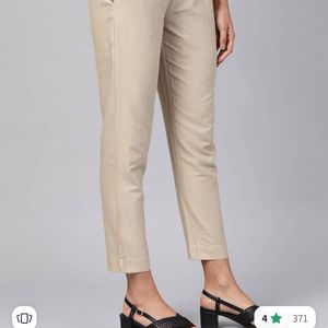 Beige Slim Fit Regular Trouser