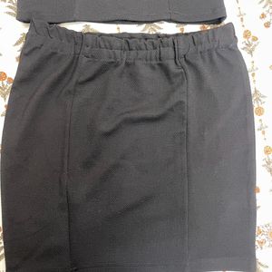 Black Crop Top And Skirt CO ORDSET