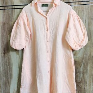 Peach Colour Cotton Long Shirt Size-38-40