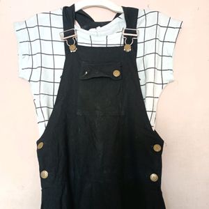 Black Dungaree Dress For Girls 👗