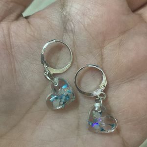 Resin Flower Heart Hoops