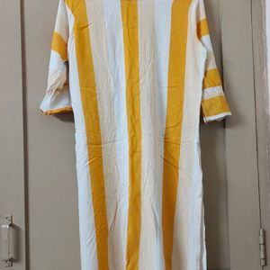 Yellow And White Stripped Kurti