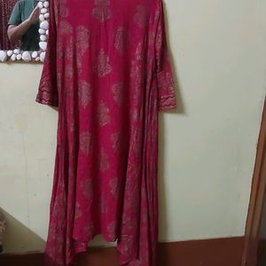 Red Side Flared kurti