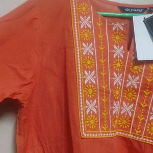 New Orange Kurta Dual Tone With Pink Shade