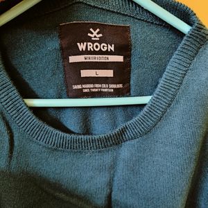 Wrogn Men's Woolen Teal Sweater