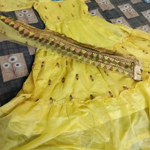 Yellow Self Made Ethnic Gown