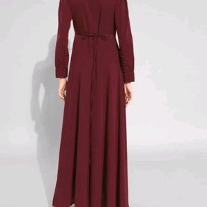 Berrylush Women Maroon Solid Bishop Sleeves Dress