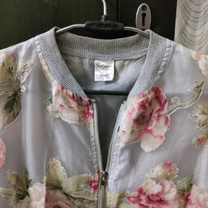 Korean Sheer Sleeves Floral Jacket